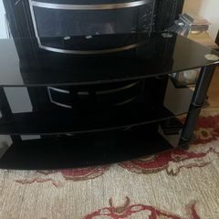 Black glass media unit/ table