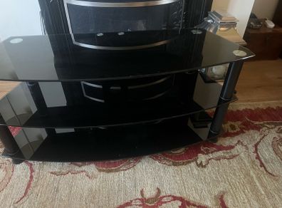 Black glass media unit/ table