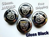 4 x BLACK 58mm - 59mm JAGUAR C2D47107 wheel center caps F XF XJ XKR S type X type XJ8 XK8