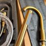 Bath mixer tap with shower attachment. Brass gold. Deck mounting 4 holes. Image 4