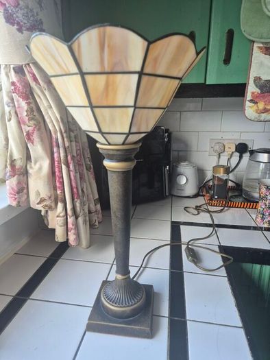 Table lamp Torchiere faux stained glass  uplighter Tablelamp
