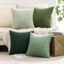 Cushion Covers Soft Decorative Square Throw Pillow Covers Cushion Soft Pillowcase Striped Pack of four for Home decor Sofa 45cm x 45cm,18x18 Inches Forest Green Series Image 3