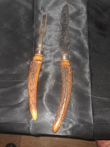 Beautiful Victorian Sheffield Hallmarked Carving Set with Ankler handles