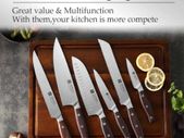 Kitchen Tools 6 PCS Kitchen Knife Set of Utility Cleaver Chef Bread Knife High Carbon German Stainless Steel Knives Sets