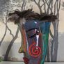 XL Vase Glass Murano Style Glass Vase Face Antique Colourful 30 cm Image 5