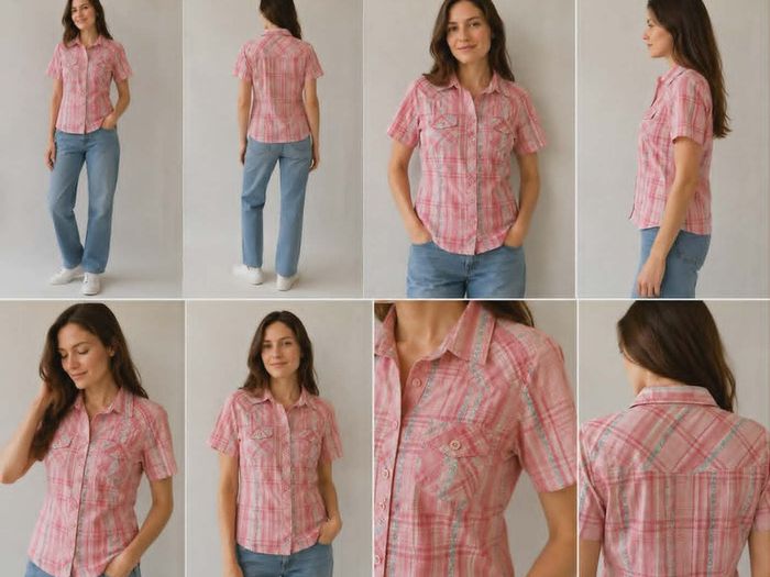 Pink Plaid Short Sleeve size S