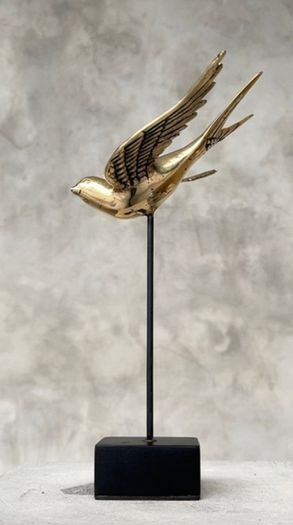 Flying Swallow Tabletop Figurine - Polished Bronze