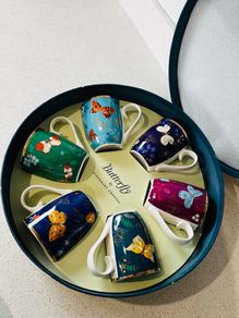 [Brand new!] Tipperary Crystal Butterfly Set of 6 Mugs-Hatbox