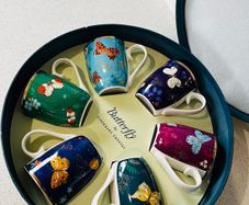[Brand new!] Tipperary Crystal Butterfly Set of 6 Mugs-Hatbox