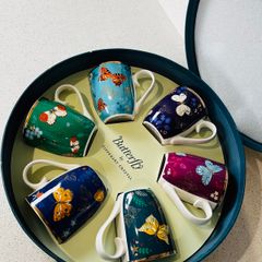 [Brand new!] Tipperary Crystal Butterfly Set of 6 Mugs-Hatbox