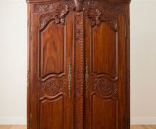 Magnificently Carved Antique French-Style Walnut Wardrobe / Armoire