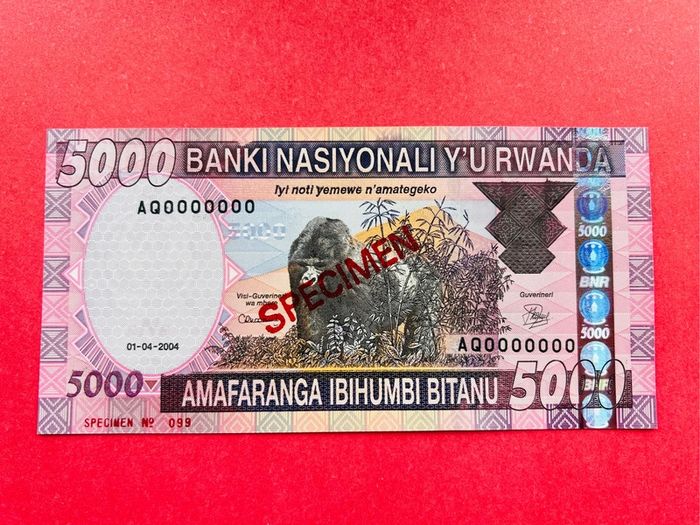 Rwanda  5,000 Francs. 2004   SPECIMEN  Scarce  & RARE ( Uncirculated )