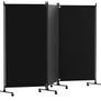 3 Panel Upgraded Room Divider Folding Privacy Screen, Freestanding Partition with Lockable Wheels, Room Separation for Home Office Bedroom, 262cm (W) x 183cm (H), Black Image 4