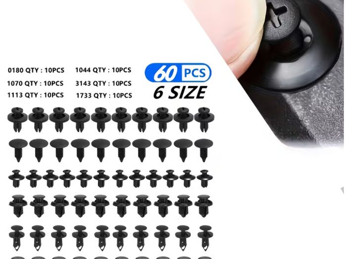 60pcs 6 Sizes, Car Fastening Clip Set, Rivet Clips, Bumper Edge Clips, Automotive Parts