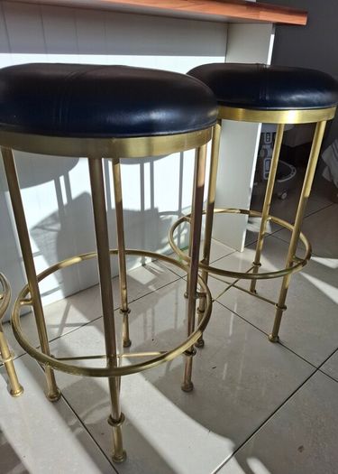 Set of 4 gold plated kitchen bar stools