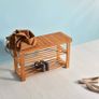NEW SALE Shoe Rack, 2 Tier Bench Storage Organiser Holder 70 x 27 x 45cm Made of 100% Natural Bamboo Max Load Capacity up to 100KG Image 2