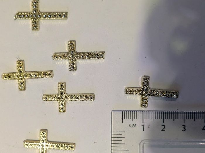 Set of 6 gold tone cross charms - craft supplies
