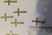 Set of 6 gold tone cross charms - craft supplies