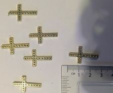 Set of 6 gold tone cross charms - craft supplies