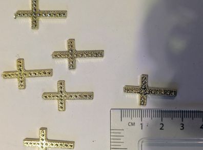 Set of 6 gold tone cross charms - craft supplies