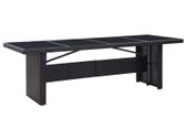 Garden Table Black 240x90x74 cm Poly Rattan and Glass
