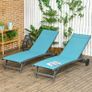 Set of 2 sun loungers in aluminum and textilene with wheels multi-position backrest max Image 6