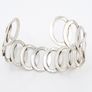 Sterling Silver Open Cuff Circle Link Bangle Bracelet Image 3