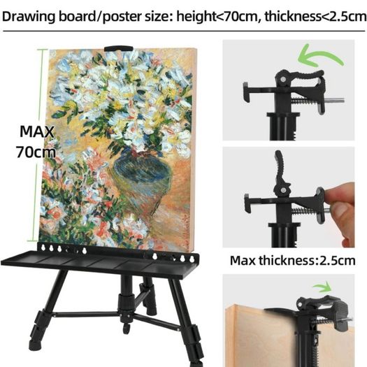 Easel Stand Art Easel for Adults Artists Easel for Painting & Displaying, 50 to 152cm Adjustable Easel, Aluminum Tripod with Portable Bag/Folding Keg/Apron (FREE POSTAGE)