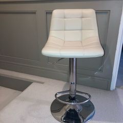 4 x Cream Faux Leather Kitchen Bar Stools