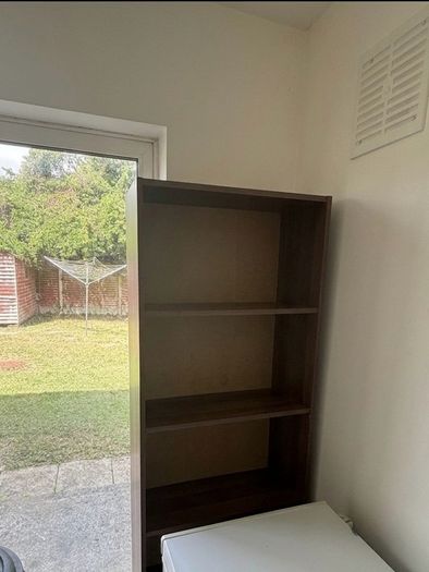 Glass Top Dining Table & Tall Wooden Bookcase / Storage Unit