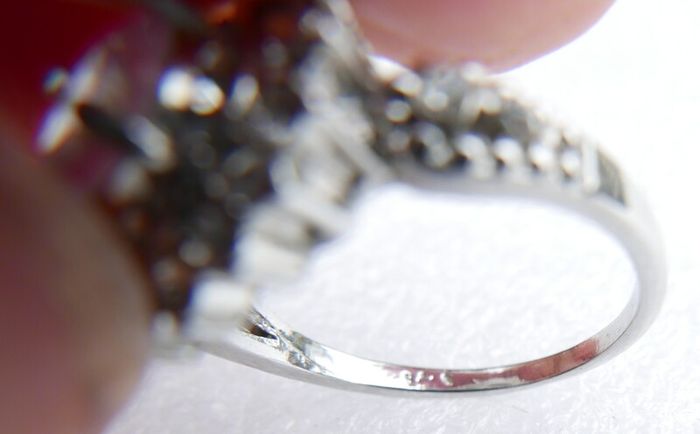 Vintage 925 Sterling Silver Flower Cz Cluster Ring size U - 5,4g
