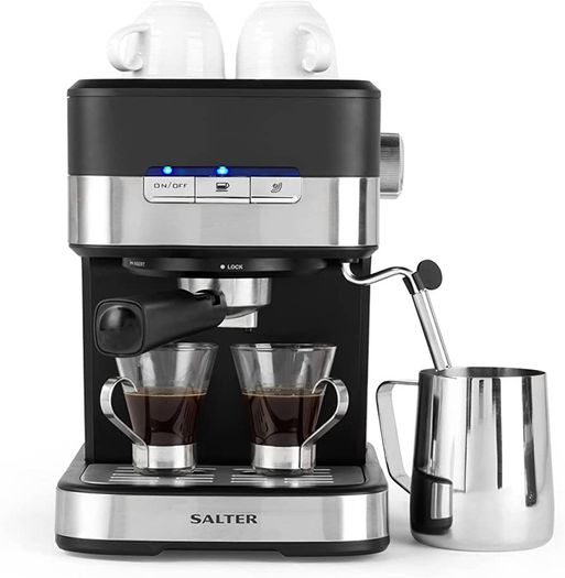 Espresso Pro Maker, 15-Bar Pressure Pump, Barista-Style Coffee/Latte/Cappuccino Machine, Makes 2 Cups at Once, Includes Milk Frothing Wand, Stainless Steel Filter, Black (FREE SHIPPING)