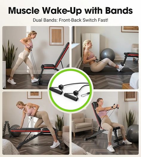 Adjustable Bench, Utility Weight Bench with 8 Position Adjustable Backrest/3 Position Adjustable Footrest, 318 kg Weight Capacity, Foldable Workout Bench with 90 Angle for Home Gym