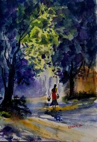 India scenes watercolour