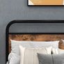 Double Bed Metal Platform Bed Frame with Wood Headboard/Mattress Base/Metal Slat Support/Black and Brown Image 3