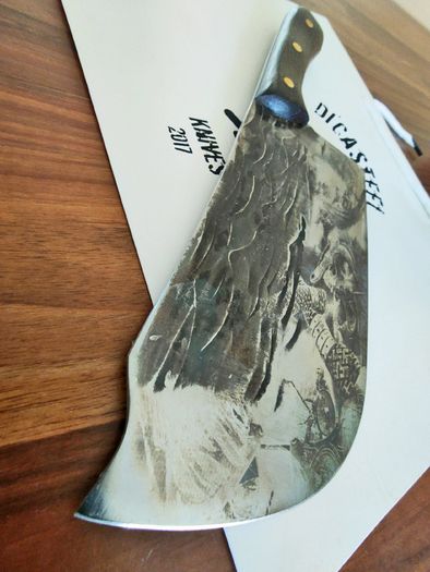 Forged for Legends  Cleaver Knife with Viking Art Engraving By Di'Casteel