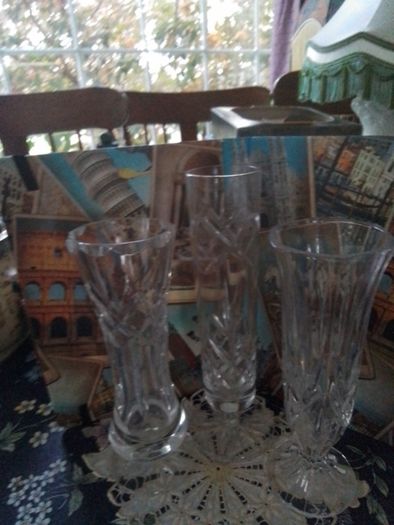 Three Cut Glass Bud Vases