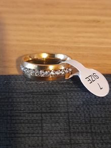 14ct Gold plated diamond ring size 7