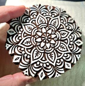 Handcrafted Wooden Printing Block Stamp - 12.5cm Decorative Textile & Craft Design Tool