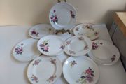 Lovely Mix and Match Set of Nine Vintage Shabby Chic Floral Tea Plates by Arklow Pottery, Carrigaline Pottery and Alfred Meakin