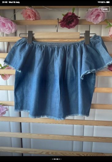 top betshka size medium denim off shoulder top