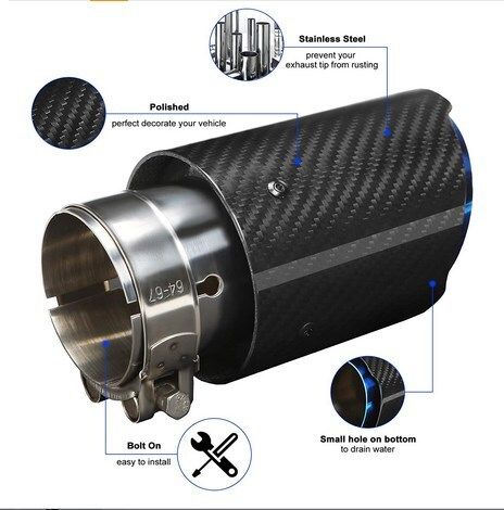 Carbon Fiber Car Exhaust tip, 56-59mm