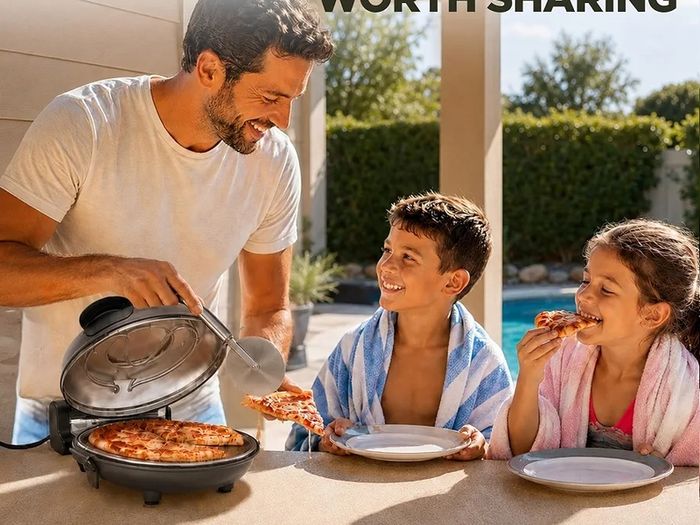 Electric Indoor Pizza Oven, 30cm Countertop Cooker, Black Temp Control, Viewing Window, Non-Stick Stone, Heats to 425C, Easy Clean Pizza Maker for Home