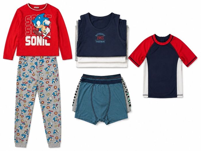 Sonic The Hedgehog Pyjamas, Underwear & M&S Swim Top: 11-12yrs