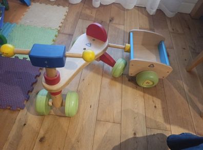 Early Learning Center Wooden Push Bike with the Wagon Cart