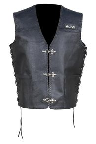 ALFA Motorcycle Leather Vest (Side Laces) - Mens/Ladies