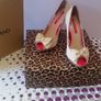 Brand New, Cream Suede Peep Toe High Heel Image 4