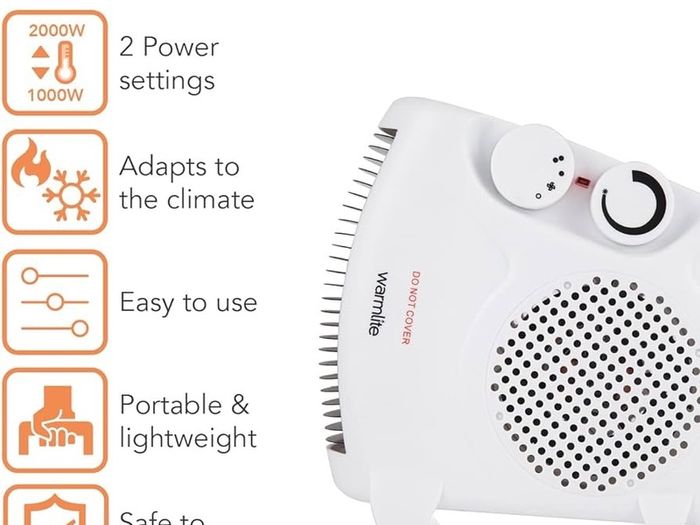 Thermo Fan Heater with 2 Heat Settings and Overheat Protection, 2000W