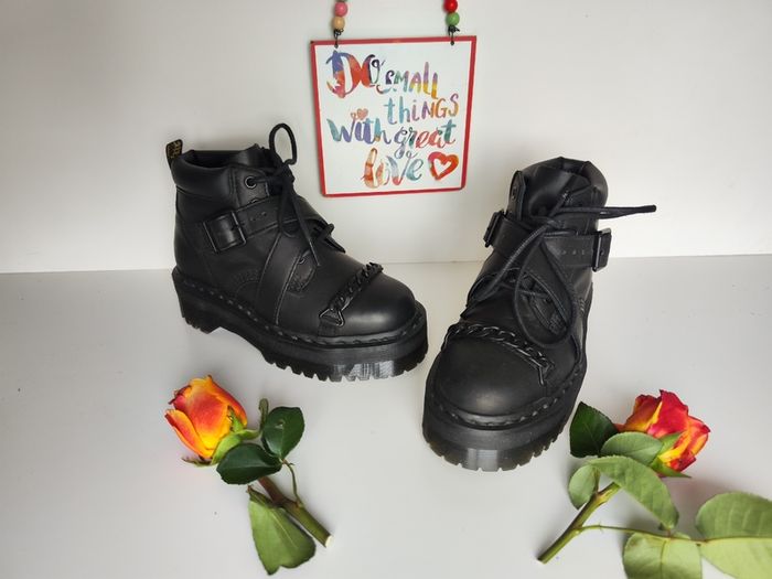 RARE Dr Doc Martens Beaumann chain black platform quad boots UK3 EU36 US5