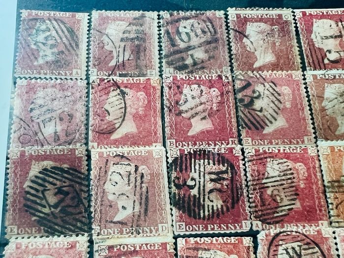 Great Britain 1841-1879 Queen Victoria 1d Penny red 50 stamps lot